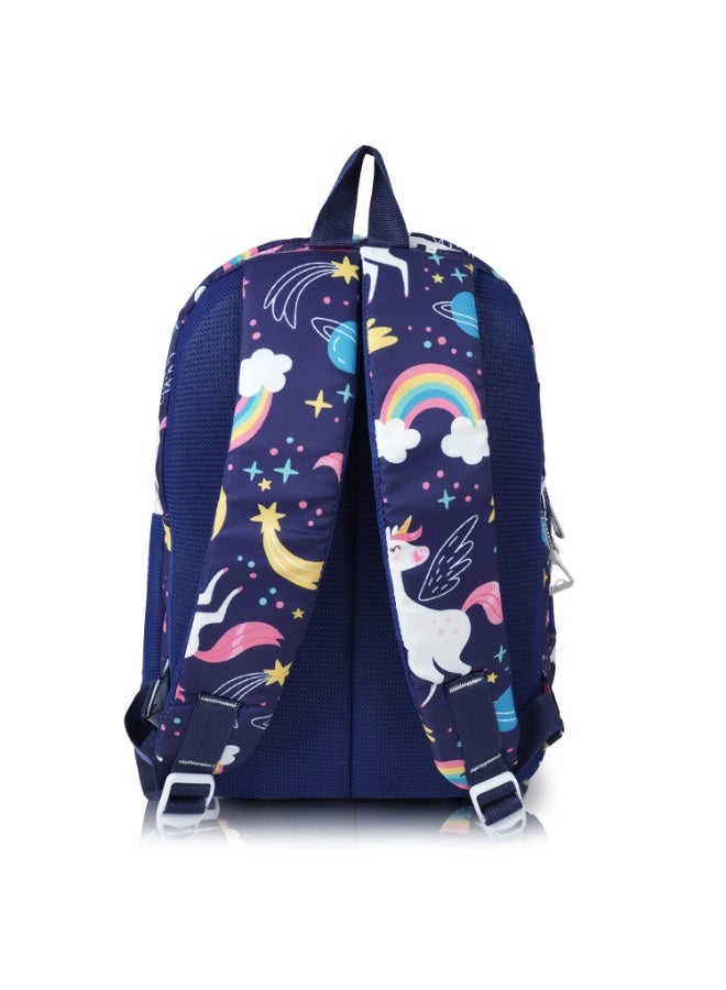 هاف مون Half Moon Unicorn Pre Nursery to Class 2 Unisex School Bags for Kids Boys Girls Bag 5 Compartment Backpack for Unisex Nursery School Bagpack Daypack Picnic Back Pack For School Boys & Girls (Blue) - Image 5