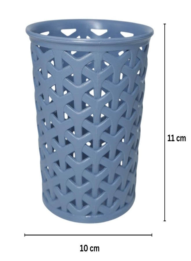 MORVI Linea Small Round Plastic Multipurpose Organizer For Kitchen, Bathroom, Salon, Office|Stationery,Cutlery,Pen,Makeup Brushes Holder|Hanging Toothbrush Stand |Pack Of 4 | GREY GREEN - Image 3