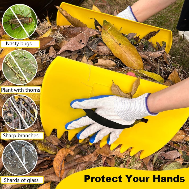 chicarry 2 Sets Leaf Scoops Hand Rakes, Leaf Scoops and Claws with 2 Pairs Gloves, Lightweight Plastic Leaf Scoop, Large Leaf Grabbers for Picking Up Leaves, Clippings, Grass(2 Sets,Yellow+Green) - Image 5