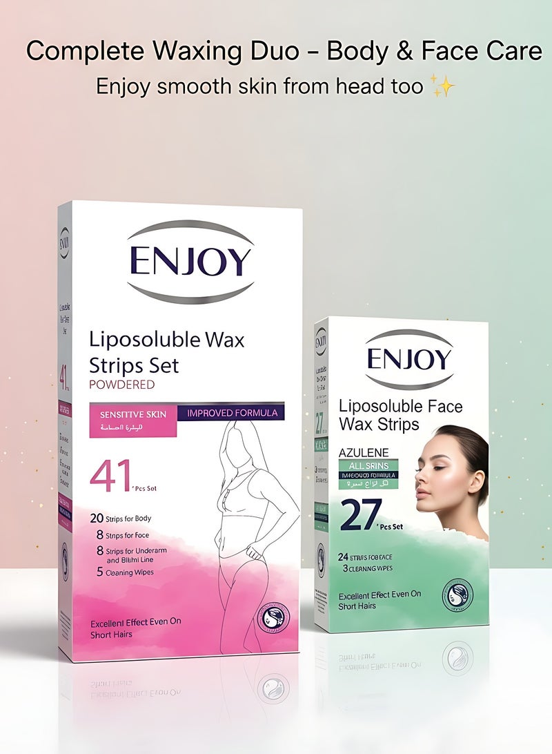 إنجوي مجموعة إزالة الشعر الكاملة من إنچوي – شرائح الشمع للجسم والوجه | للبشرة الحساسة وبتقنية الأزولين | 68 قطعة | نتائج فائقة النعومة لجميع أنواع البشرة - Image 5
