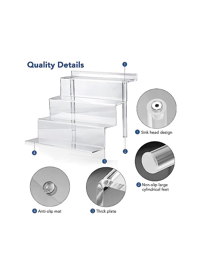 The Bros منظم عطور 4 طبقات، رف عرض أكريليك لحامل الكب كيك، حامل عرض طبقي صغير لعرض العطور والكولونيا، حامل منظم للعطور، زينة لتحف الكريستال - Image 4