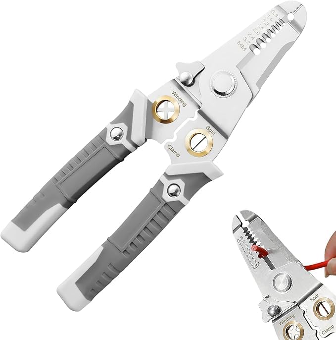 Deoxys Deoxys Special Wire Stripper for Electrician Stainless Steels NonSlip Material 6 in 1 Multifunction Wire Pliers Tool with Safety Latch for Electrician Cutter Pliers Splitter Winding Cable Crimper  - Image 1