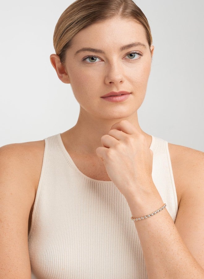 مورجان آند بايدج أساور تنس عصرية من مورغان آند بيج، مطلية بالذهب الوردي عيار 14 قيراطًا، مزينة بالألماس على شكل يعسوب، بتصميم أنيق - أساور نسائية ساحرة بسلسلة على شكل حرف S مرصعة بالألماس، طولها 7.25 بوصة - Image 4