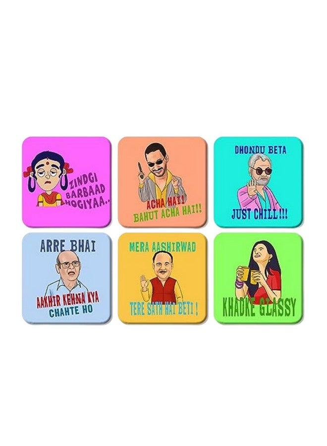 CRAFTINKY Premium Tea Coaster Set of 6 - Pack of 2 Sets | Engineered Wood | Digital Print | Eye-Catching Design | 4x4 Inch - Image 2