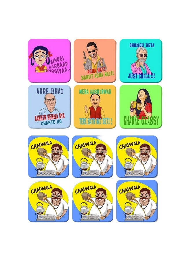 CRAFTINKY Premium Tea Coaster Set of 6 - Pack of 2 Sets | Engineered Wood | Digital Print | Eye-Catching Design | 4x4 Inch - Image 1
