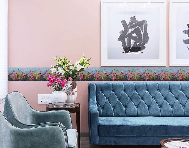 WallDesign ملصق حائط شجرة وزهور من الفينيل (متعدد الألوان، 5.25 × 120 × 0.1 بوصة) - Image 3