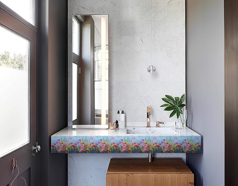 WallDesign ملصق حائط شجرة وزهور من الفينيل (متعدد الألوان، 5.25 × 120 × 0.1 بوصة) - Image 2