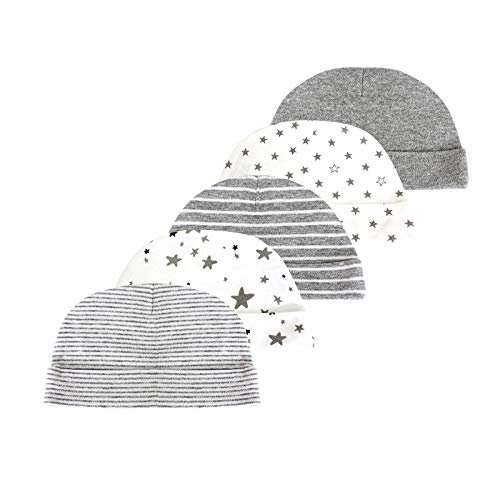 Newborn Baby Boy Baby Girl Hats 0-6 Months Unisex Organic Cotton Caps and Mittens Set 10-Piece, Grey1 - Image 2