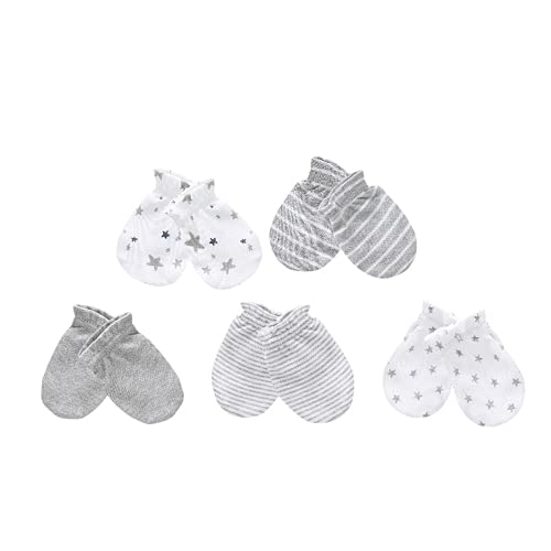 Newborn Baby Boy Baby Girl Hats 0-6 Months Unisex Organic Cotton Caps and Mittens Set 10-Piece, Grey1 - Image 4