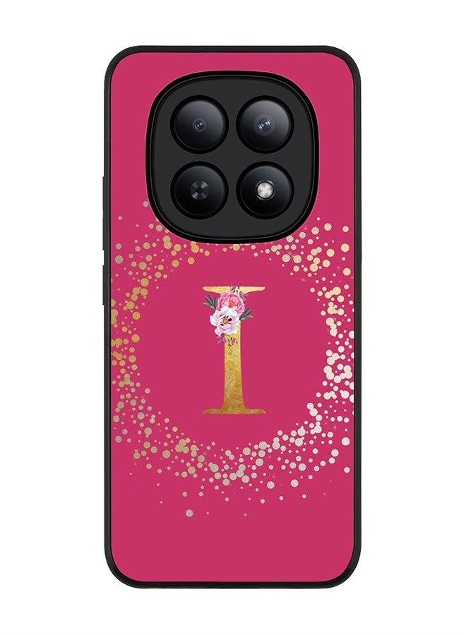 For Xiaomi Redmi Note 15 5G / Poco M8 Case,Slim fit Camera Protection, Shockproof Thin Phone cover  - Custom Monogram Floral - I ( Deep Pink )