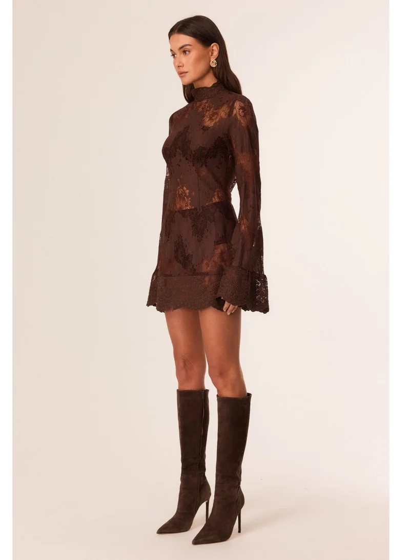 Sndys  Astra Sheer Lace Mini Dress for Women | Best Price UAE