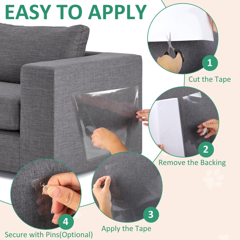Wsaeig Anti-Cat Scratch Furniture Protector - 10 Pack Couch Protectors from Cats Claws, Clear Cover Protection from Cat Scratching on Your Sofa, Furniture, Wall & Door Corner - Image 5