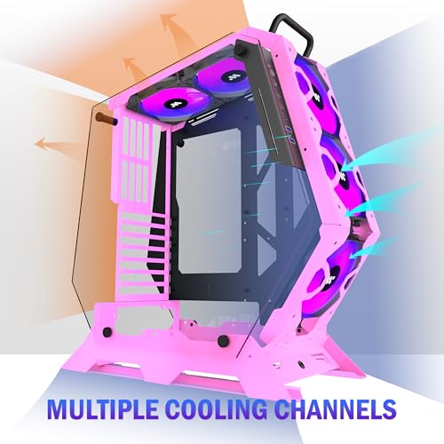 KEDIERS PC Case C570 ATX Mid Tower Tempered Glass Gaming Computer Open Frame Case with 5 PWM ARGB Fans (Pink) - Image 4
