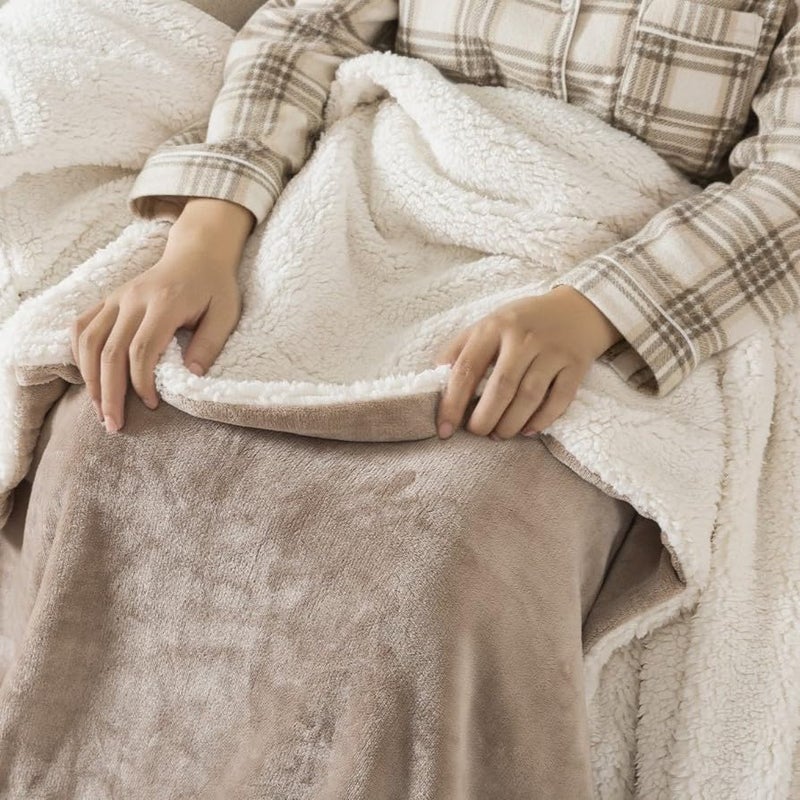 WDCOZY Sherpa Fleece Blankets Fuzzy Warm Throw Blanket Thick Super Soft Reversible Luxurious Fluffy Plush for Sofa Couch Bed Home Decor All Seasons Winter Blankets Tan Camel Beige 50"x60" - Image 1
