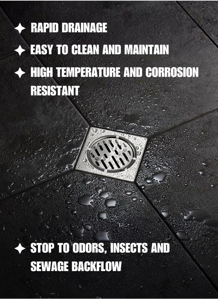 MODI Stainless Steel Floor Drain Cover - Heavy-Duty Bathroom & Kitchen Drainage System, Anti-Odor & Sewage Backflow Prevention  - Image 1