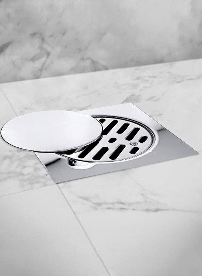 مودي مصرف أرضي من الستانلس ستيل بغطاء قابل للإزالة – مصرف دش للحمام مضاد للانسداد، شبك مربع مقاوم للصدأ للمطبخ والشرفة والمرآب وغرفة الغسيل (15*15 سم) - Image 3