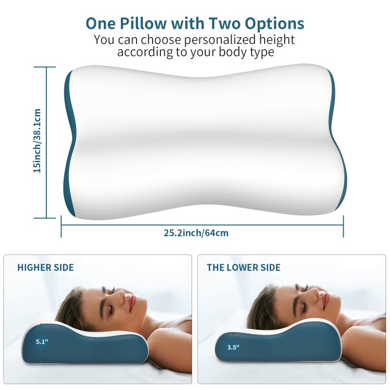 Polovo Cervical Neck Pillow for Pain Relief, Contour Memory Foam Pillows for Sleeping, Ergonomic Pillow Orthopedic Cooling Pillow Bed Pillow Neck Support for Side Back Stomach Sleepers - Image 5