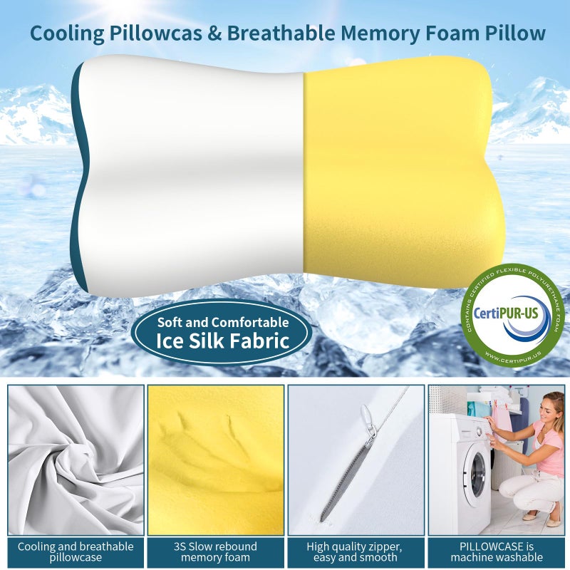 Polovo Cervical Neck Pillow for Pain Relief, Contour Memory Foam Pillows for Sleeping, Ergonomic Pillow Orthopedic Cooling Pillow Bed Pillow Neck Support for Side Back Stomach Sleepers - Image 2