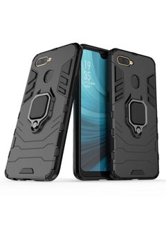 HuHa Case Cover For OPPO A7 / A12 Shockproof PC + TPU Protective Case with Magnetic Ring Holder Black 