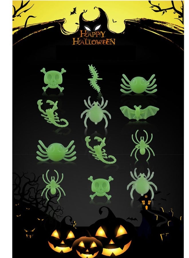 Loquat 60Pcs  Spider Rings Glow in the Dark Bug Rings for Kids Plastic Bat Scorpion Skull Ring Fake Spiders for  Party Favors Trick or Treat Gift for Kids Toddlers 12Pcs*5Set - Image 1