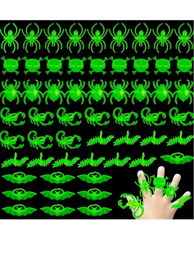 Loquat 60Pcs  Spider Rings Glow in the Dark Bug Rings for Kids Plastic Bat Scorpion Skull Ring Fake Spiders for  Party Favors Trick or Treat Gift for Kids Toddlers 12Pcs*5Set - Image 2