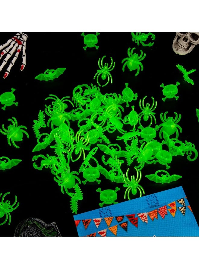 Loquat 60Pcs  Spider Rings Glow in the Dark Bug Rings for Kids Plastic Bat Scorpion Skull Ring Fake Spiders for  Party Favors Trick or Treat Gift for Kids Toddlers 12Pcs*5Set - Image 4