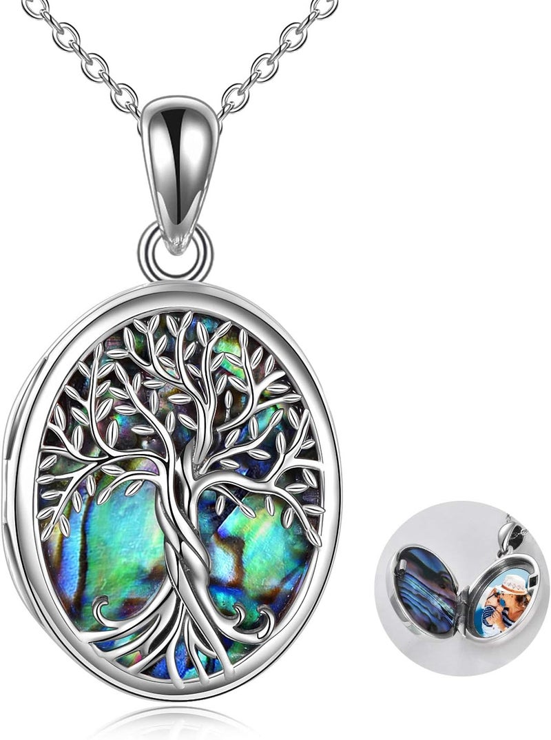 ONEFINITY Store Tree of Life Locket Necklace Sterling Silver Locket Necklace That Holds Pictures Tree of Life Locket Pendant for Women Wife Girlfriend - Image 1