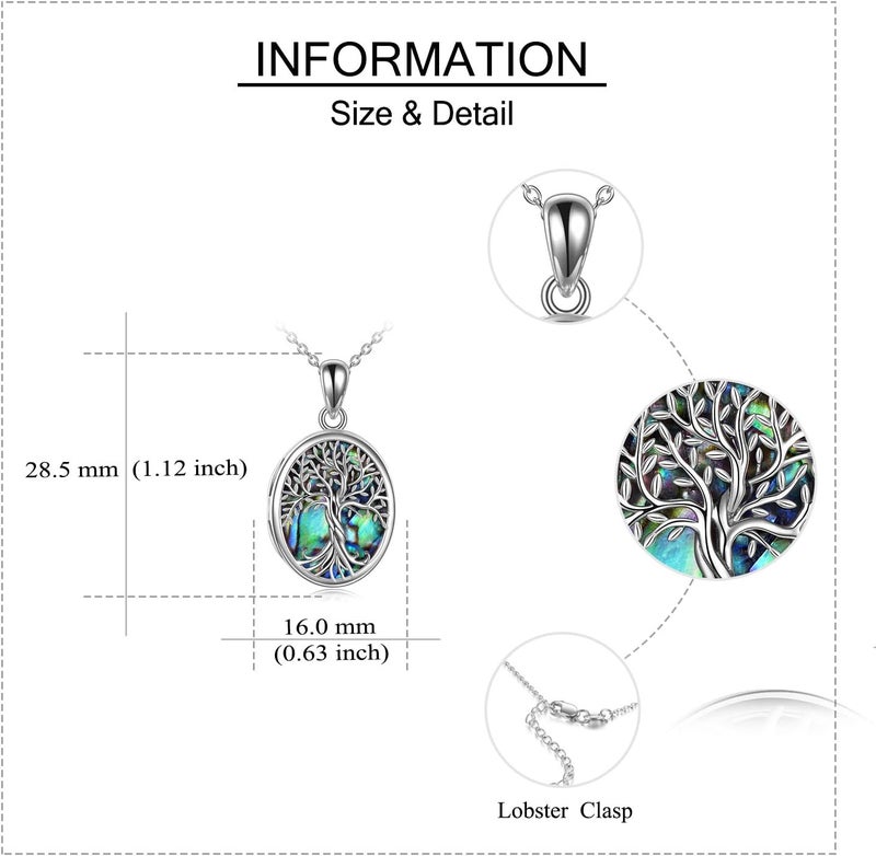 ONEFINITY Store Tree of Life Locket Necklace Sterling Silver Locket Necklace That Holds Pictures Tree of Life Locket Pendant for Women Wife Girlfriend - Image 5