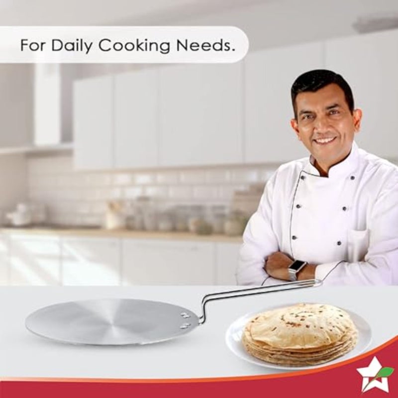 Nigella Tri-Ply 26 cm Roti Tawa Non-Stick Tawa 4mm Thickness Induction Base Compatible with All cooktops Riveted Cool-Touch Handle 10 Year Warranty, Stainless Steel, Silver - Image 2