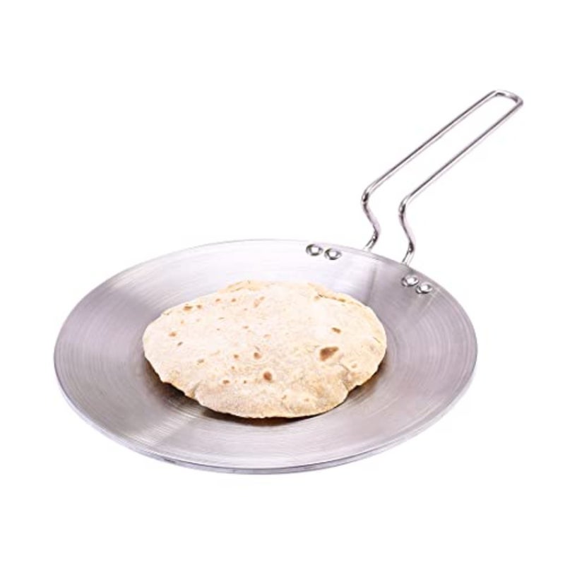 Nigella Tri-Ply 26 cm Roti Tawa Non-Stick Tawa 4mm Thickness Induction Base Compatible with All cooktops Riveted Cool-Touch Handle 10 Year Warranty, Stainless Steel, Silver - Image 1
