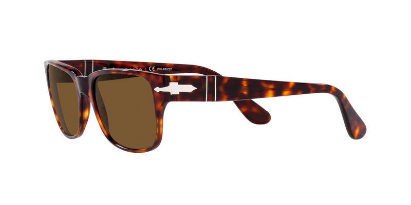 Persol PO3288S Rectangular Sunglasses, Havana/Brown Polarized, 55 mm - Image 3