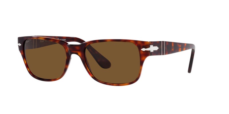 Persol PO3288S Rectangular Sunglasses, Havana/Brown Polarized, 55 mm - Image 2