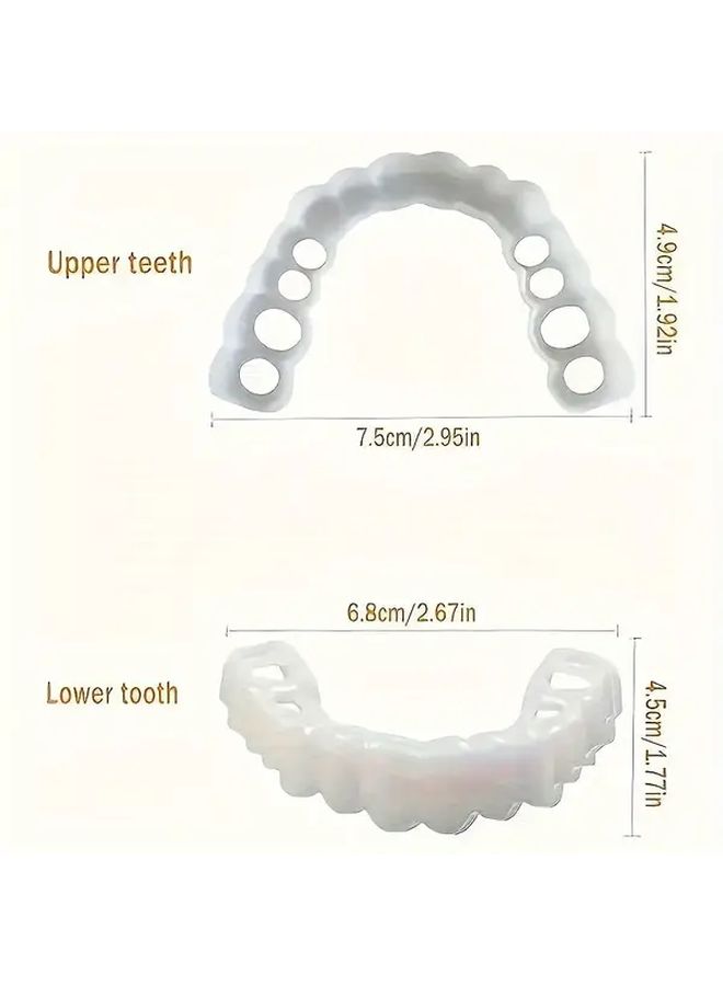 2 Pairs Realistic Dental Veneers Upper Lower Teeth Whitening Durable Easy Apply - Image 2