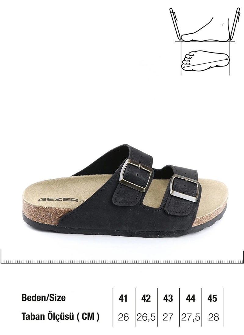 Gezer - Men's Summer Slippers Two Buckles Black 14635 - Image 1