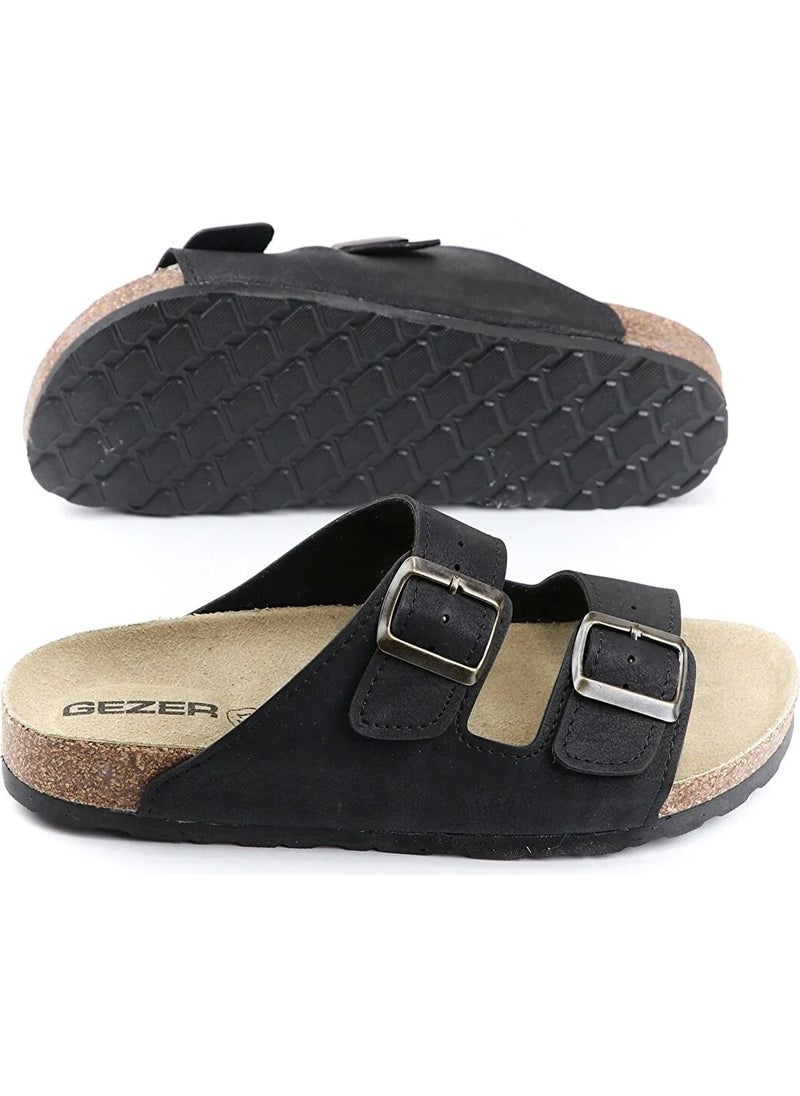 Gezer - Men's Summer Slippers Two Buckles Black 14635 - Image 1
