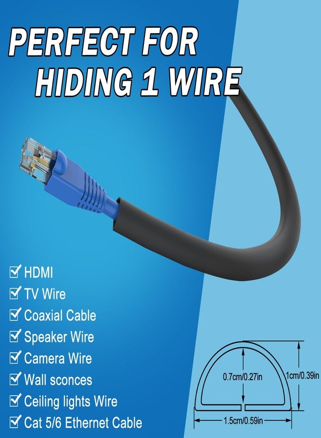 UOMTFAI Wall Cord Hider 78 Inch - Self-Adhesive Wire Cover Raceway for Walls, Flexible PVC Cable Concealer for Home and Office, W0.59 H0.39in - Black - Image 3