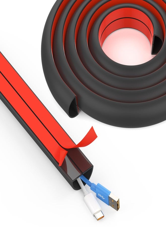 UOMTFAI Wall Cord Hider 78 Inch - Self-Adhesive Wire Cover Raceway for Walls, Flexible PVC Cable Concealer for Home and Office, W0.59 H0.39in - Black - Image 1