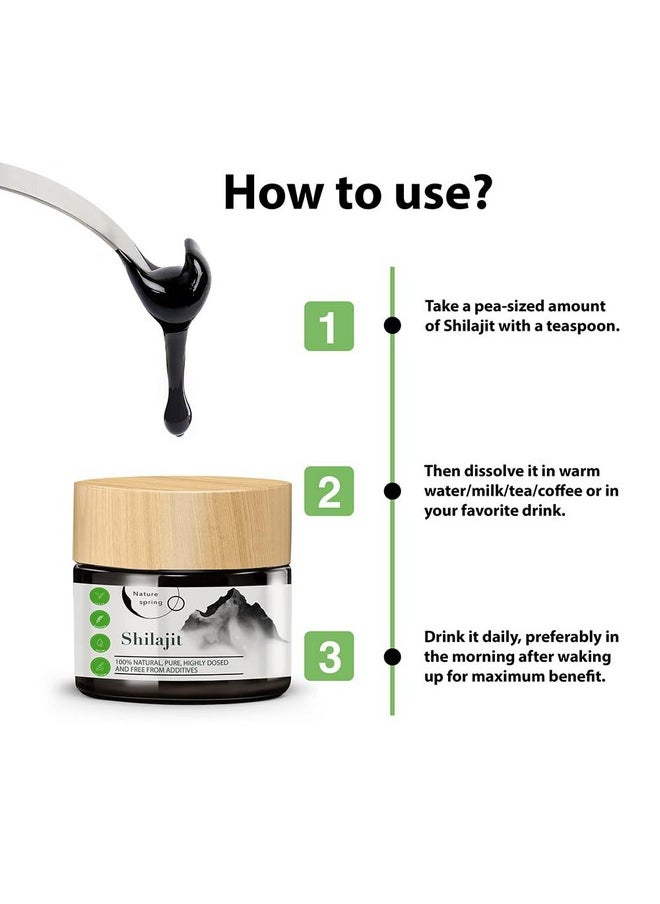 Nature spring Mumijo Shilajit Resin in Glass | Premium +2 Months | Highly Potent Himalayan Source with Fulvic Acid | Humic Acid and Trace Elements | Supports Immune System and Energy