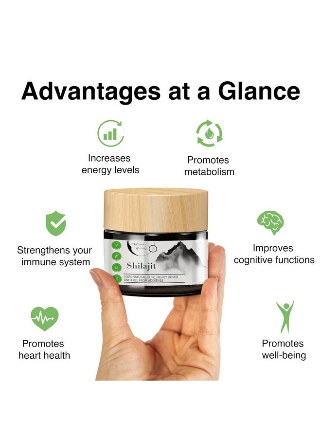 Nature spring Mumijo Shilajit Resin in Glass | Premium +2 Months | Highly Potent Himalayan Source with Fulvic Acid | Humic Acid and Trace Elements | Supports Immune System and Energy