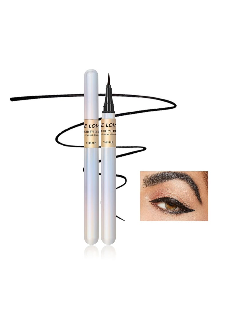 KASTWAVE Black Liquid Eyeliner Pen Waterproof Smudge-proof Quick Drying Eye Makeup Pen Ultra Fine Precision Water Brow Pen Ultra Silky Formula Precision Felt Eyeliner 01 Black - Image 1