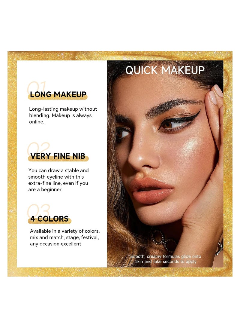 KASTWAVE Black Liquid Eyeliner Pen Waterproof Smudge-proof Quick Drying Eye Makeup Pen Ultra Fine Precision Water Brow Pen Ultra Silky Formula Precision Felt Eyeliner 01 Black - Image 2