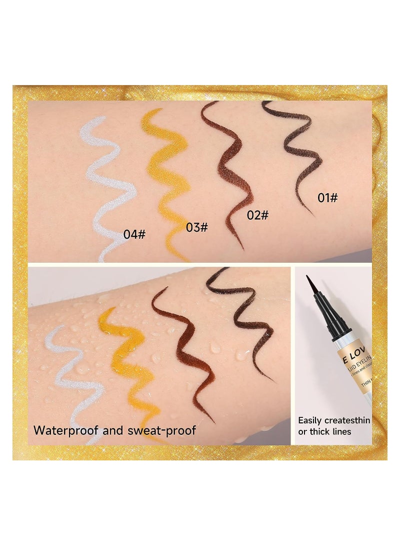 KASTWAVE Black Liquid Eyeliner Pen Waterproof Smudge-proof Quick Drying Eye Makeup Pen Ultra Fine Precision Water Brow Pen Ultra Silky Formula Precision Felt Eyeliner 01 Black - Image 3