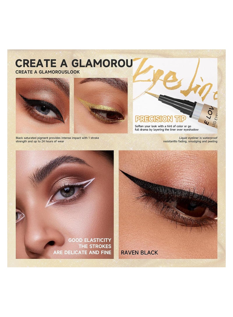 KASTWAVE Black Liquid Eyeliner Pen Waterproof Smudge-proof Quick Drying Eye Makeup Pen Ultra Fine Precision Water Brow Pen Ultra Silky Formula Precision Felt Eyeliner 01 Black - Image 4