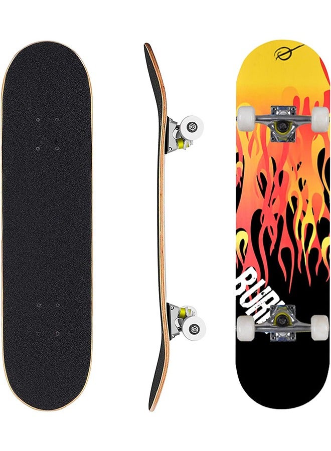 Arabest Skateboard Complete Standard Skateboard 7-ply Maple Double Kick Concave Durable and Stable for Kids, Youth, Adults, Teens Beginners, Professionals 79cm*20cm - Image 1