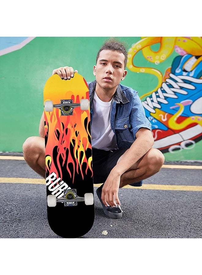 Arabest Skateboard Complete Standard Skateboard 7-ply Maple Double Kick Concave Durable and Stable for Kids, Youth, Adults, Teens Beginners, Professionals 79cm*20cm - Image 2