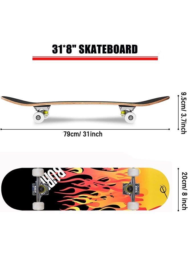 Arabest Skateboard Complete Standard Skateboard 7-ply Maple Double Kick Concave Durable and Stable for Kids, Youth, Adults, Teens Beginners, Professionals 79cm*20cm - Image 4