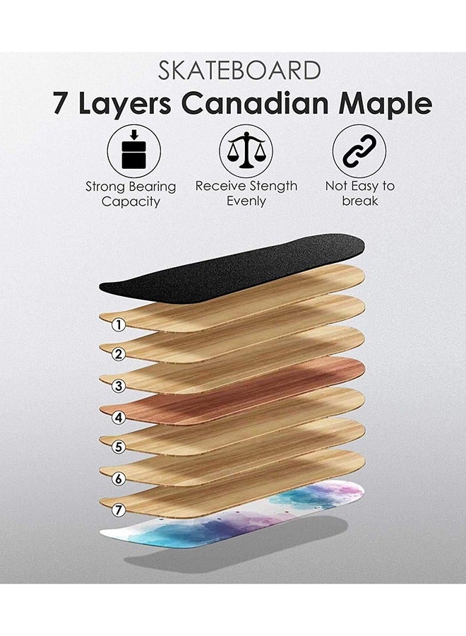 Arabest Skateboard Complete Standard Skateboard 7-ply Maple Double Kick Concave Durable and Stable for Kids, Youth, Adults, Teens Beginners, Professionals 79cm*20cm - Image 3