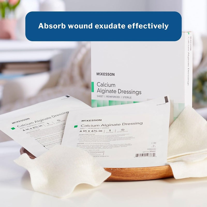 McKesson Calcium Alginate Dressing Wound Dressing Pads Absorbent NonStick Sheet 4 in x 4 34 in 10 Count - Image 2