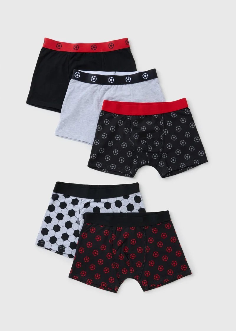 5 Pack Boys Multicolour Football Trunks