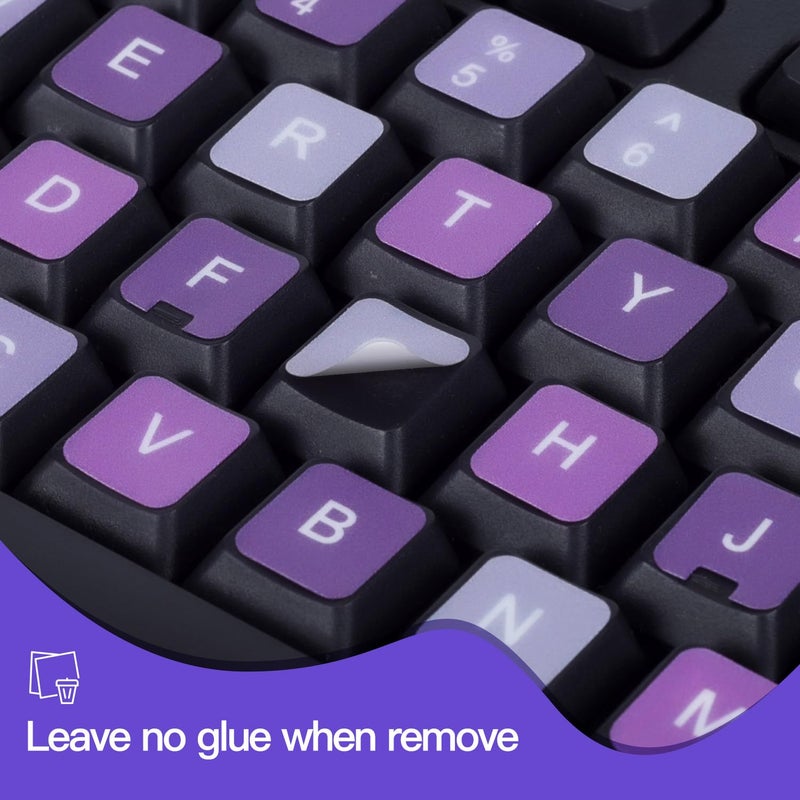 DAMMOMKO 2PCS English Keyboard Stickers with Tweezer, Universal Keyboard Sticker Purple Background with White Lettering Keyboard Letters Replacement Stickers for Computer Laptop Notebook Desktop -English - Image 4